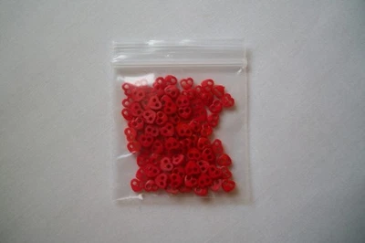 25, 50, 100 ct Micro Mini 3 mm 2 Hole Heart Buttons (Crafts,Doll Clothes,Cards) - Image 1 of 4