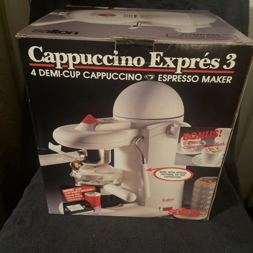 NUEVA/NUEVA EN CAJA Máquina de capuchino espresso Salton Space Age de colección, modo EX-19 - BLANCA Foto 1 de 4