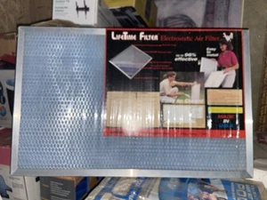 Lifetime Filter Electrostatic Air Filter 16x25x1 Washable, Reusable-New! Sealed! - Picture 1 of 2