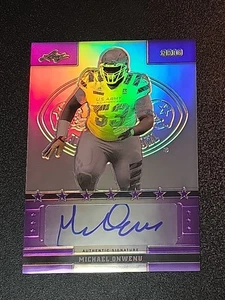 2016 Leaf Army All-American Michael Onwenu MICHIGAN Purple /25 Auto - Picture 1 of 12