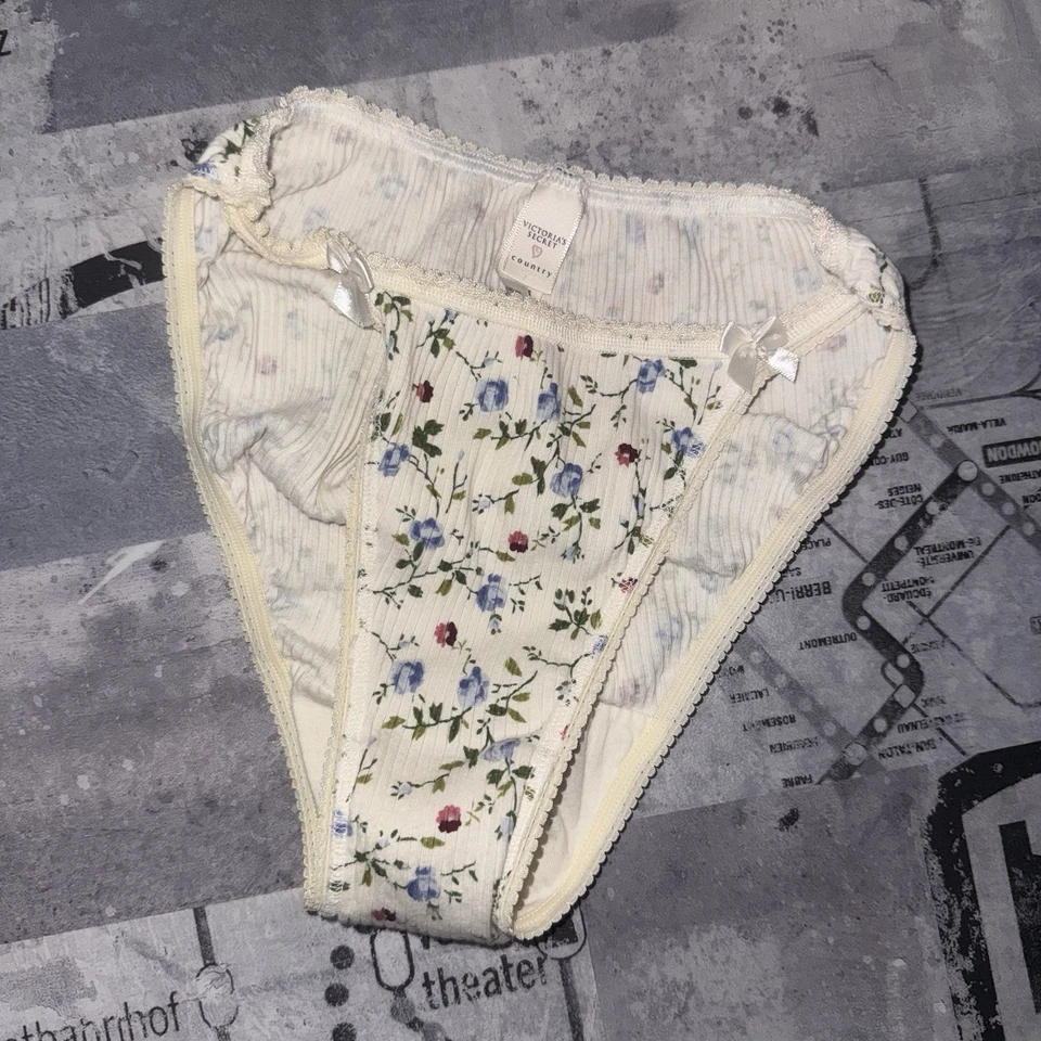 Bikini vintage 1997 Victoria's Secret Country corte alto algodón brote encaje S Foto 1 de 3