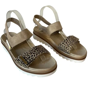 Mephisto Dominica Sandals Light Sand Felino Leather Animal Print Size 41 US 11 - Picture 1 of 7