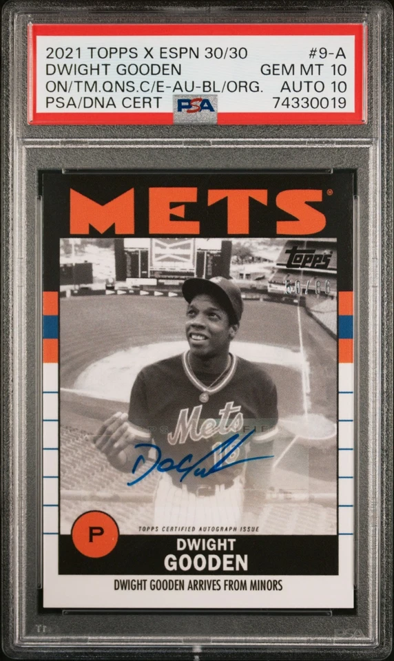 2021 TOPPS ESPN ONCE QUEENS DWIGHT GOODEN BLUE/ORANGE AUTO /86 PSA 10 - Image 1 of 1
