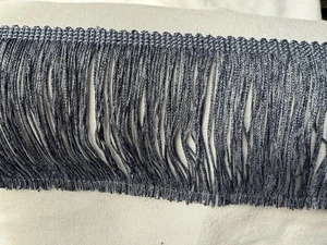 4" Rayon Chainette Fringe denim blue 4 yards CRAFTS COSTUME TRIM DANCE - Picture 1 of 3