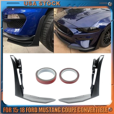 Front Corner Spoiler Winglet Splitters For 15-18 Ford Mustang Coupe Convertible - Image 1 of 4