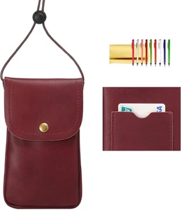 Marsupio da collo per cellulare, borsa da trasporto in pelle PU con porta carte di credito regolabile - Foto 1 di 12