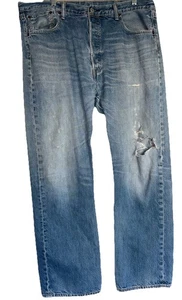 Levi’s 501 Herren Button Fly Jeans 36x30 Distressed Medium Wash 90s USA Y2K - Bild 1 von 11