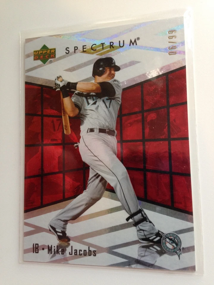 2007 UD Spectrum Red Rookie Retrospectrum Red Mike Jacobs Marlins RRMJ #’d 06/99 - Image 1 of 1