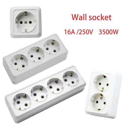 Schuko 1/2/3/4 Gang Surface Mount Outlets: Switch Multi Wall Distribution DE - Bild 1 von 4