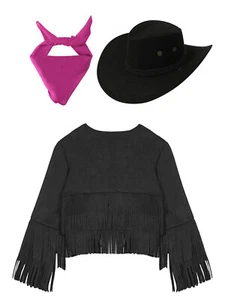Kids Dress Up Fringe Outfit Carnival Cowboy Costume Light Bandanna Children Hat - Picture 1 of 28