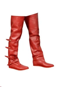 Medieval Age knee High Three Buckles Reenactment movie original Leather Shoes - Picture 1 of 1
