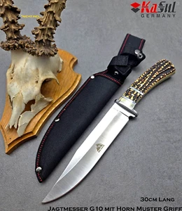 JAGD MESSER G10 | Bowiemesser Horn-Designe Griff 30cm 314g WUNDERSCHÖN +Etui - Bild 1 von 9