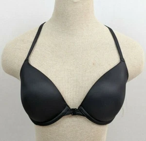 PINK Victoria's Secret Wear Everywhere Push-Up Black Front Clasp Racerback 32D - Picture 1 of 12