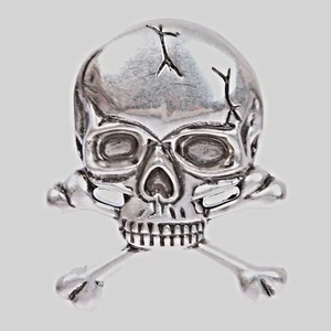 Vintage Silver Metal Skull Crossbone Belt Buckle Halloween Cosplay Men Women Cow - Picture 1 of 9