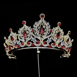 7.5cm Tall Crystal Wedding Bridal Queen Pageant Prom Tiara Crown 7 Colours - Picture 1 of 10