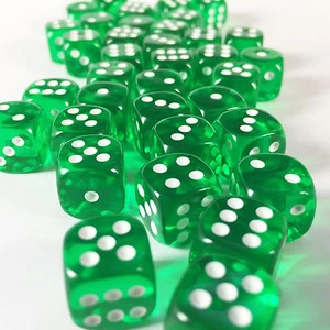 Chessex Würfelblock d6 36 Stück 12 mm - transluzent grün mit weiß - 23805 GRATIS TASCHE - Bild 1 von 2