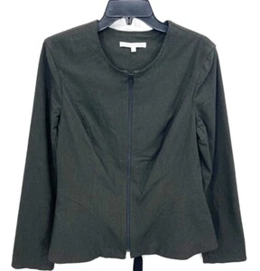 Donna Degnan Jacket Womens Large Dark Gray Textured Zip Up Back Lace Up - Picture 1 of 7