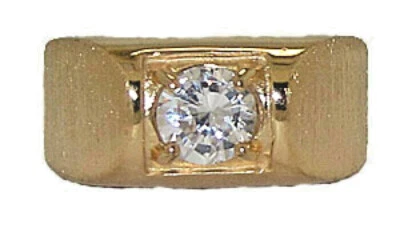 Anillo de circonita cúbica con banda masculina para hombre cristal de oro amarillo hecho en Estados Unidos talla 7 10 nuevo Foto 1 de 4