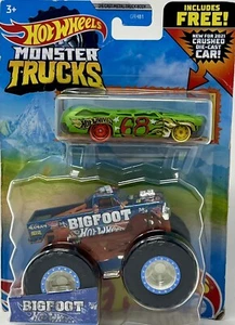 Hot Wheels Monster Trucks Big Foot and Crushed Wagon New *Minor Damage* - Picture 1 of 2
