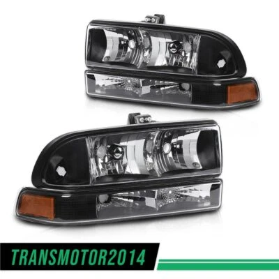 Fit For 98-04 CHEVY S10/BLAZER Headlights Assembly Black Housing Amber Corner - Image 1 of 4