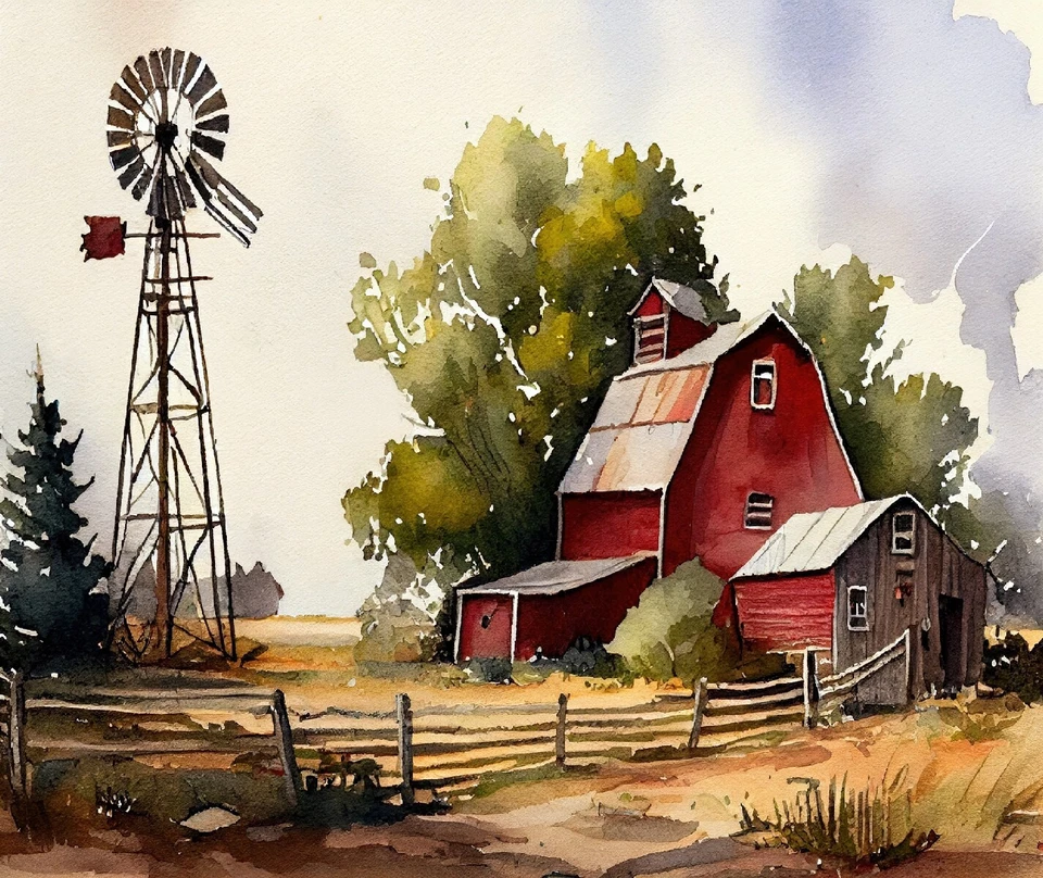 ALFOMBRILLA DE RATÓN PARA COMPUTADORA MOLINO DE VIENTO RÚSTICO GRANERO ROJO ANTIGUO 9x7 Foto 1 de 1