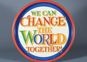 EMMA BRIDGWATER BRIGHTER WORLD WE CAN CHANGE THE WORLD Tin Tray 12" - Picture 1 of 3