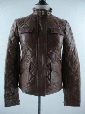 Женская S Eddie Bauer ягненка коричневый кожаный гусь вниз поле мотоциклетная куртка Moto - Изображение 1 из 4