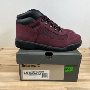 Timberland Field Boot hiker mid leather youth Mens 6.5 Womens 8 Burgundy black - Picture 1 of 13
