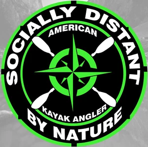 SOCIALLY DISTANT BY NATURE COMPASS American Kayak Angler Fishing sticker 4-inch - Picture 1 of 3