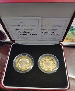 1997-1998 UK SILVER PROOF 2 POUNDS 2 COIN SET PIEDFORT - Picture 1 of 2
