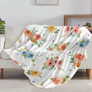 Floral Throw Blanket Colorful Flower Throw Blanket Floral Print Blanket Super... - Picture 1 of 7