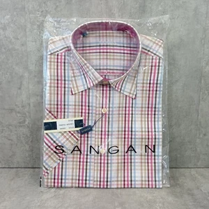 Camisa Sangan Para Hombre Manga Corta Talla Grande Multicolor Cuadros Abotonada - Imagen 1 de 8