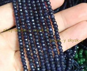 Natural 2x4mm Dark Blue Jade Jasper Faceted Gems Rondelle Loose Beads 15" Strand - Picture 1 of 4