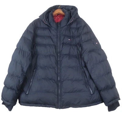 Tommy Hilfiger Chaqueta Puffer Para Hombres XXL Azul Marino Cremallera Completa Capucha Acolchado Abrigo de Invierno Foto 1 de 4