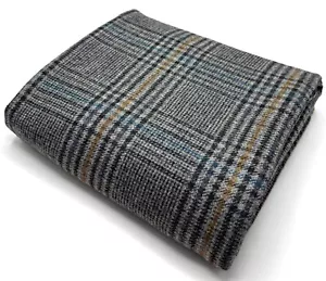 Blue Yellow Wool Fabric Check Fabric Remnant Cushions Patchwork 3.0m x 1.0m 400g - Picture 1 of 7