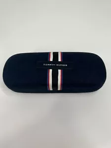 Tommy Hilfiger Designer eye sun glasses case clamshell blue stripe textile hard  - Picture 1 of 13