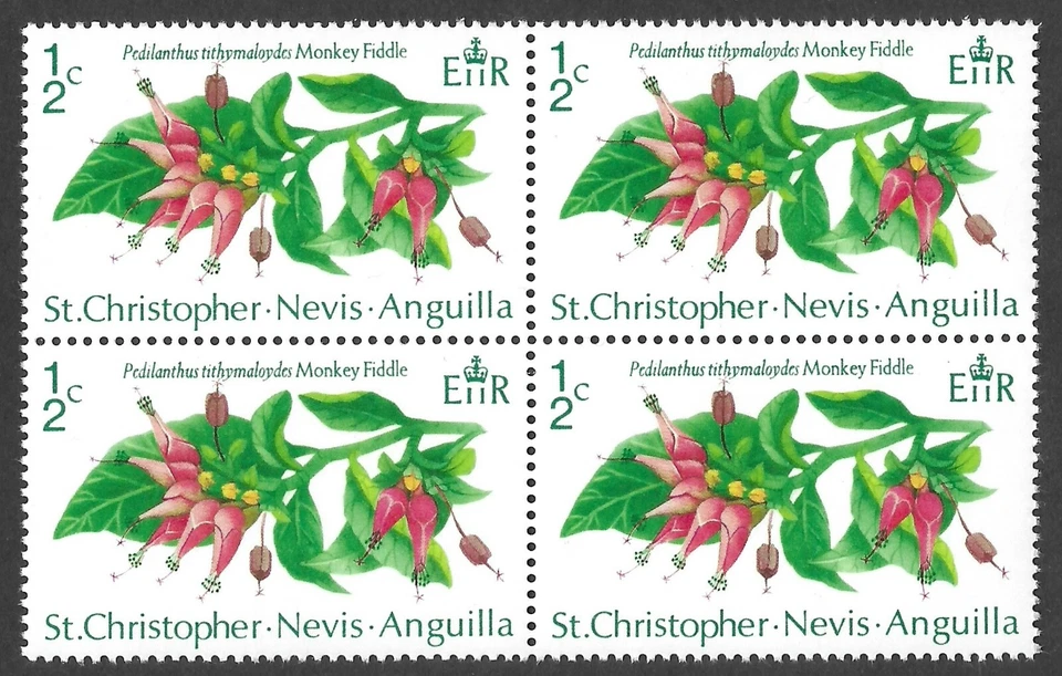 ST KITTS 1971 :  ½c. Flowers, Monkey Fiddle - Block(4) [MNH] [SG237] [Sc238] - Image 1 of 1
