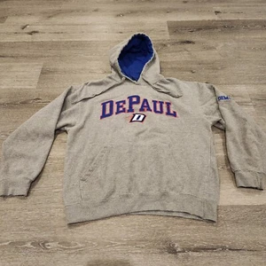 OVB Old Varsity Brand Vintage Depaul Blue Demons Hoodie Medium Sweatshirt Gray - Picture 1 of 12