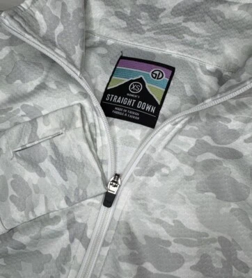 Camuflagem feminina reta desempenho zíper completo manga longa branco cinza XS - Imagem 1 de 4