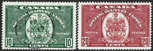 Canada 1938-39 SPECIAL DELIVERY 10c Green & 20c Scarlet SG.S9/S10 Used Cat:£34 - Picture 1 of 2