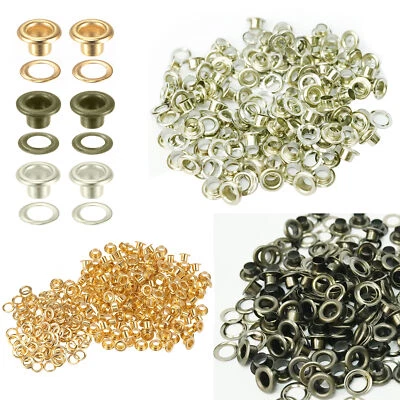 Ottone Occhielli con Rondelle 4mm 5mm 6mm Nickle-Free Oro Rosa Argento Gunmetal - Immagine 1 di 2