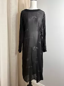 Nyne 'The Moon Made Me Do It' Silk Sheer Dress Size 14 Long Sleeve Punk Grunge - Picture 1 of 6
