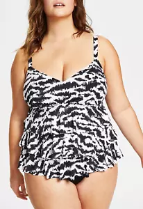 Swim Solutions Plus Size Tummy Control Fauxkini One Piece Swimsuit, Size 20W - Picture 1 of 3