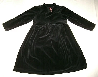 Hanna Andersson Lap Front High Waisted Black Velour Dress size 110 - Image 1 of 3