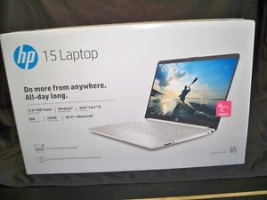 NEW SEALED HP 15DY2132WM 15.6" LAPTOP TOUCH INTEL i3 256GB SSD 8GB WIN11 SILVER - Afbeelding 1 van 7