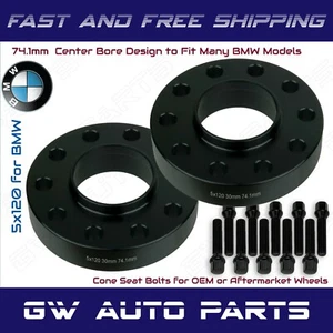 2Pc BMW 5x120 Wheel Spacers Kit 30mm Thick I.D 74.1mm With Bolts Fits Model E39 - Picture 1 of 2