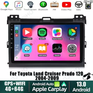 4+64GB Android 13 CarPlay Car Radio For 2004-2009 Toyota Land Cruiser Prado 120 - Picture 1 of 21