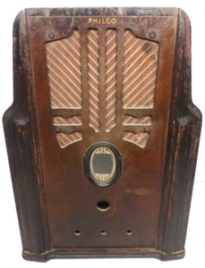 vIntage PHILCO 642 TOMBSTONE:  WOOD SHELL & GRILL CLOTH  19" x 14" x 10" - Picture 1 of 9