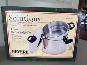 Vintage BRAND NEW Revere ware Copper Clad 6 QT Stockpot 4 QT Steamer Lid 3501151 - Picture 1 of 1