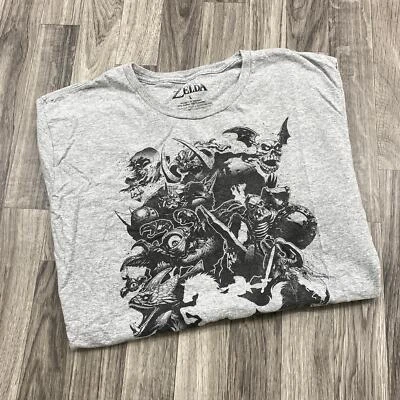 Camiseta Pullover Gris Manga Corta Cuello Redondo Estampado Gráfico ZELDA Para Hombre Talla Grande Foto 1 de 4
